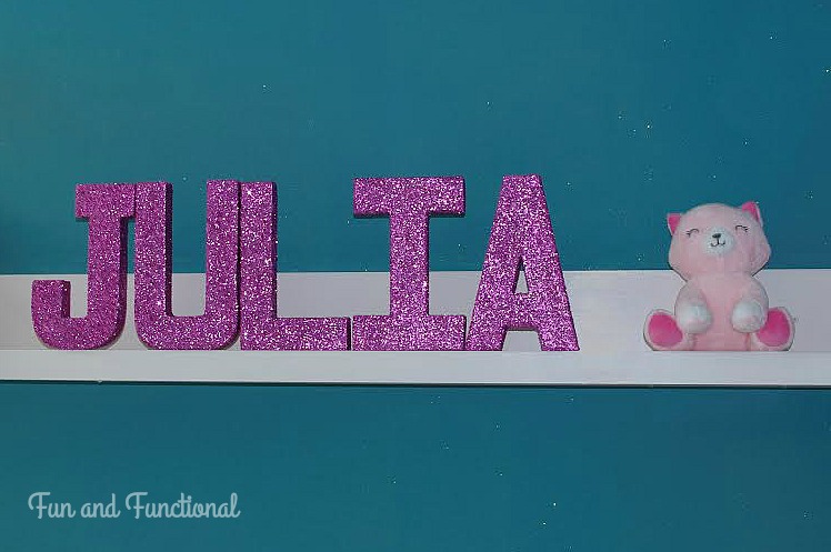 Easy DIY pink glitter letters.