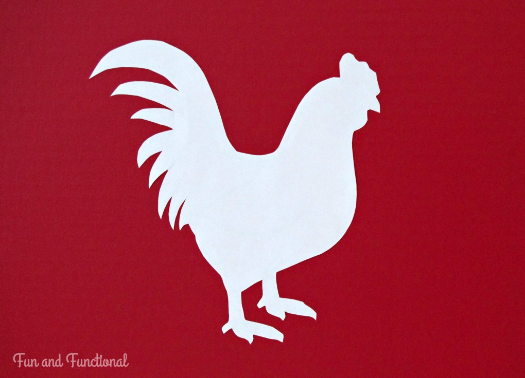 Cardboard Barn, Birthday Party, Farm Theme, DIY, First Birthday, Rooster, Barn Door