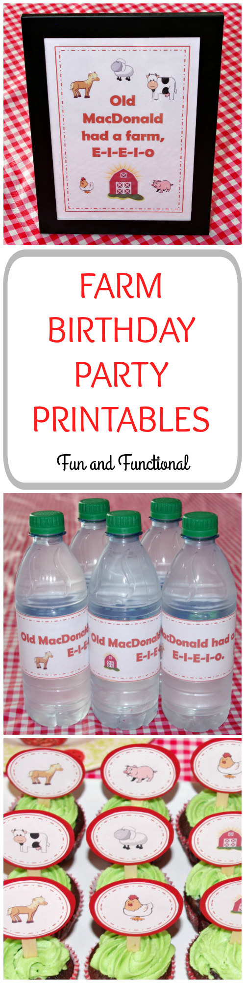 Farm, Birthday Party, Farm Theme, Free Printables, First Birthday, Cupcake Toppers, Farm Cupcakes, Water Bottle Wrappers, E-I-E-I-O, Farm Décor, Old MacDonald