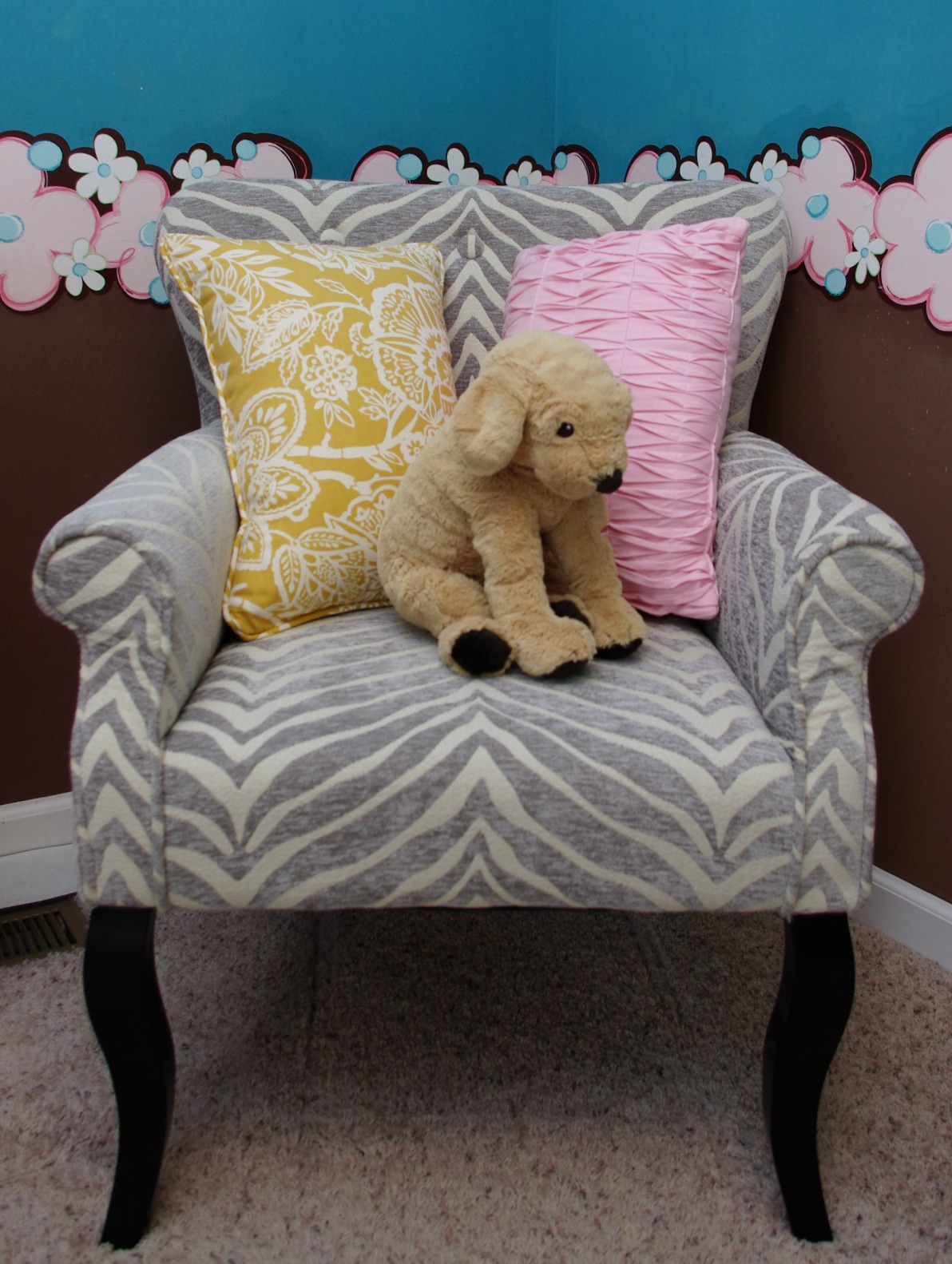 Grey and White Chair, Glider Chair, Nursery Chair, Grey Ottoman, Home Goods, Zebra Print Chair, Storage Ottoman