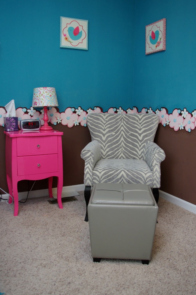 Grey and White Chair, Glider Chair, Nursery Chair, Grey Ottoman, Home Goods, Zebra Print Chair, Storage Ottoman