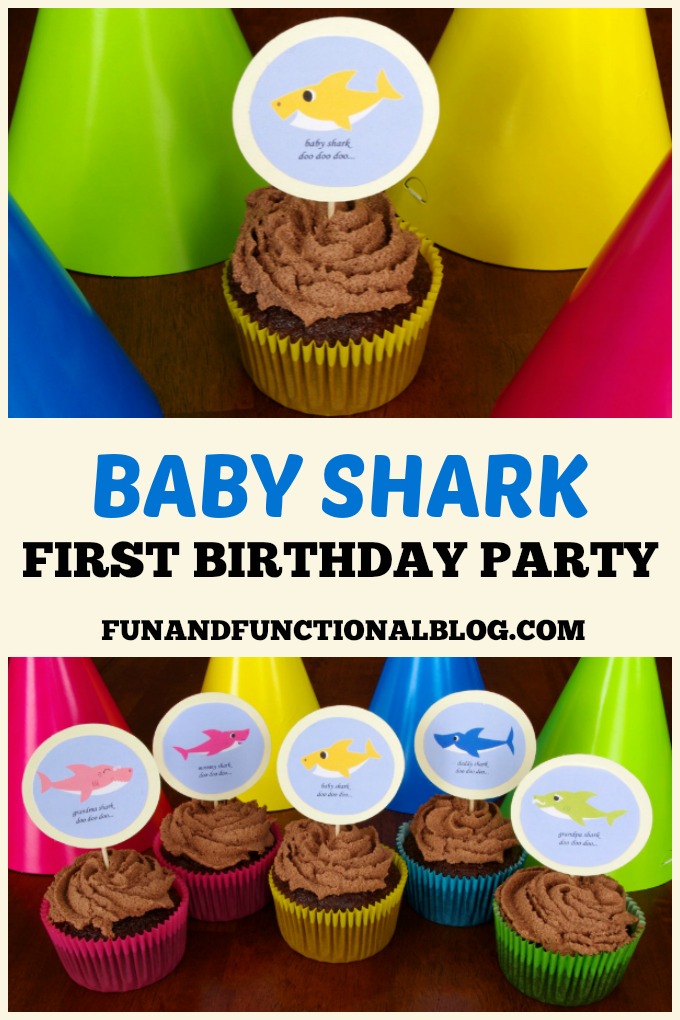 We recently threw my son a Baby Shark first birthday party! My favorite decorations by far were the Baby Shark cupcake toppers! | #babyshark #babysharkbirthday #babysharkbirthdayparty #babysharkfirstbirthday #babysharkfirstbday #funandfunctionalblog