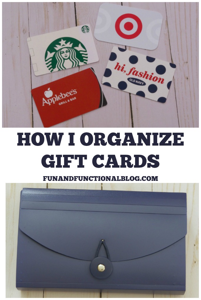 Check out this post to see how I organize all of my gift cards! I am sharing my incredibly easy process for how I organize gift cards. | #organization #organizing #giftcards #funandfunctionalblog