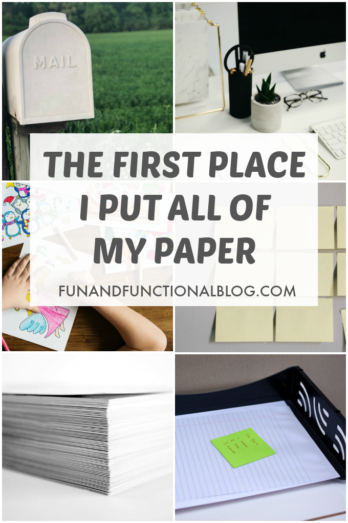 Organizing paper can sometimes be a big challenge. Check out this post to find out the first place I put all of my paper!| #organization #organizing #organizingpaper #organizingpapers #paperorganizing #inbox #funandfunctionalblog