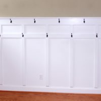 BOARD AND BATTEN ENTRYWAY WALL WITH HOOKS