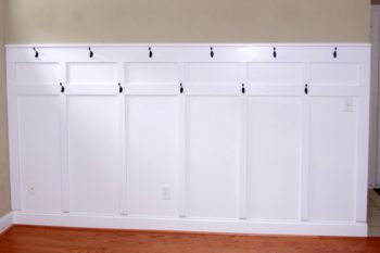 BOARD AND BATTEN ENTRYWAY WALL WITH HOOKS