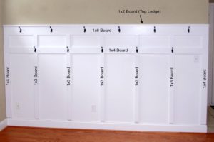 ALL OF THE DETAILS FOR THE BOARD AND BATTEN ENTRYWAY WALL WITH HOOKS