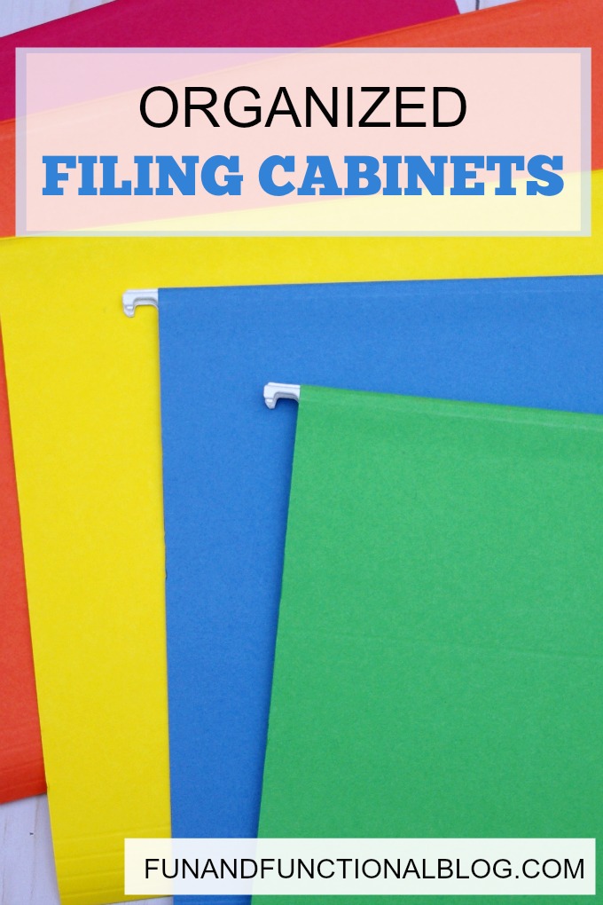 Organize your filing cabinets after reading this post! I go into all of the details about what categories and folders are in my organized filing cabinets. | #organization #organizing #organizingpaper # organizingpapers #paperorganizing #funandfunctionalblog